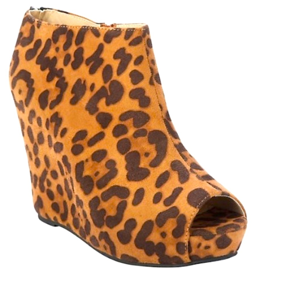 Leopard Peep Toe Wedge